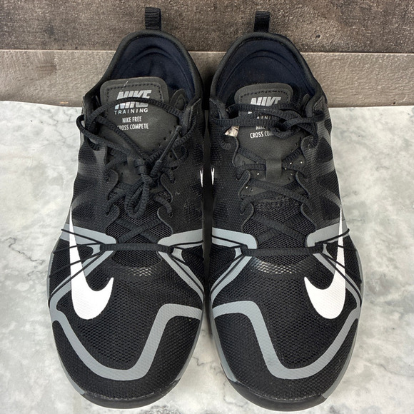 NIKE Women's 8 Black White Free Cross Compete Fitness Shoes Run Athletic LB4-6 - Picture 2 of 6
